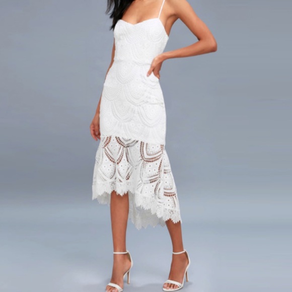 Lulus Dresses & Skirts - Lulu’s - ‘Pure Passion’ Lace Bodycon Midi Dress S White